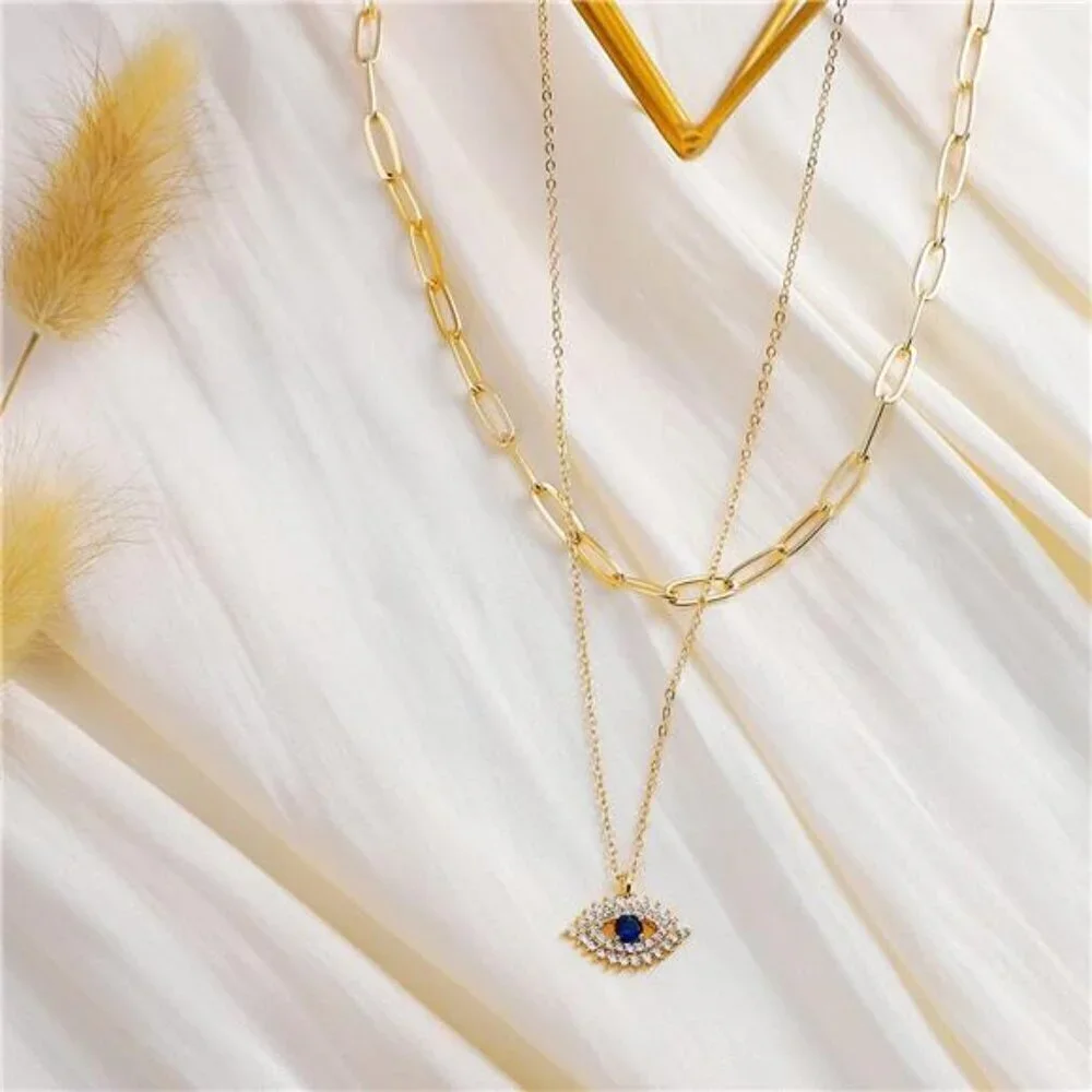Layered Heart Necklace Pendant Handmade 18k Gold Plated Dainty Choker Arrow